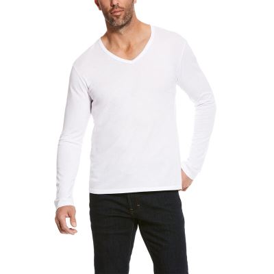 Ariat Long Sleeve V-neck Beyaz Tişört Erkek (20092-466)